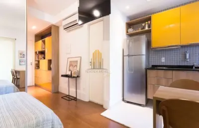 Condomínio edifício new age no brooklin, apartamento mobiliado de 34m² com 1 vaga.