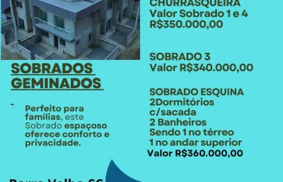 Sobrados disponíveis com 2 suítes  churrasqueira   barra velha-sc