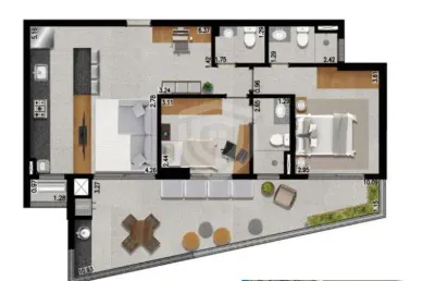 Apartamento com 2 suítes, 97,05mts, à venda no edifício ak 1107