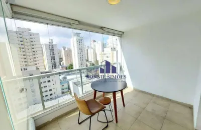 Studio mobiliado com varanda à venda, 35 m², edifício wish moema, av. aratãs, 1 dormitório, 1 banheiro, cozinha, 1 vaga, próximo do shopping e metrô