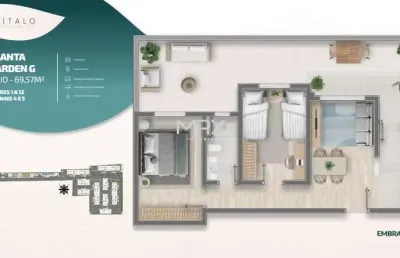 Apartamento com 2 quartos à venda no jardim abaeté, piracicaba  por r$ 270.841