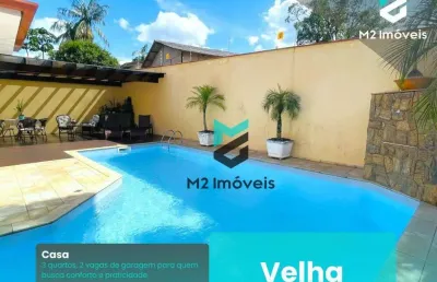 Belíssima casa com  piscina, 3 dormitórios à venda, 294 m² - velha - blumenau/sc