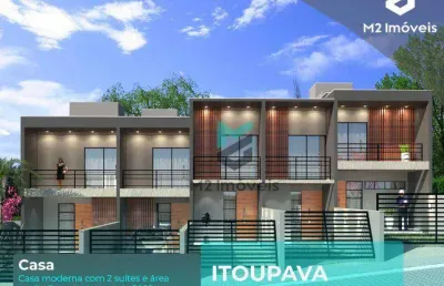 Casa em construção no bairro itoupava norte  2 suítes, lavabo e área verde nos fundos