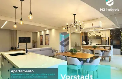 Apartamento novo 3 quartos, 1 suíte,  semimobiliado no bairro vorstadt