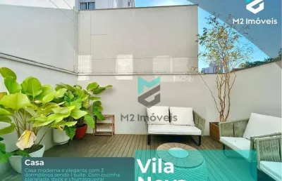 Para viver bem na vila nova: casa aconchegante com espaço gourmet nos fundos