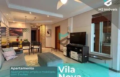 Apartamento mobiliado  com 3 suítes à venda, 135 m² - vila nova - blumenau/sc