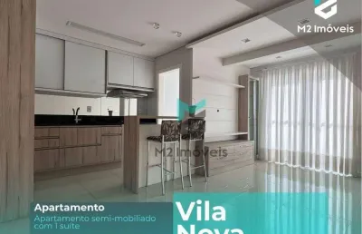Amplo apartamento semimobiliado com 1 suíte e terraço na vila nova!