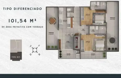 Apartamento amplo diferenciado com duas suítes e lavabo e duas vagas de garagem no bairro fazenda