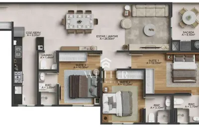 Apartamento com 3 dormitórios à venda, 107 m² por r$ 1.263.295,00 - fazenda - itajaí/sc