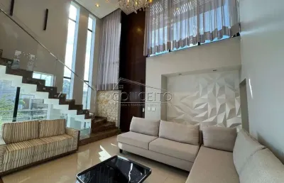 Sobrado de alto padrão à venda no condomínio residencial villa d'aquila com 377,44 m² | 5 suítes e 6 vagas de garagem, sendo 3 cobertas.