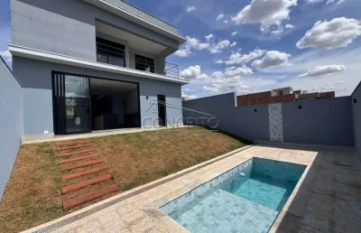 Sobrado à venda no condomínio canadá residencial com área construída de 200 m² | 3 suítes, piscina e 4 vagas de garagem, sendo 2 cobertas.