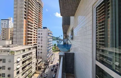 Apartamento mobiliado para locação,  vista mar, sacada - ponta da praia, santos