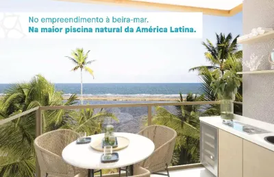 Apartamento frente mar pé na areia, 02 quartos, 02 vagas