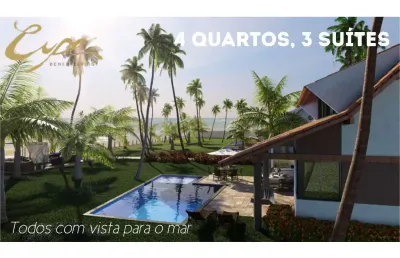A casa , 217 m²,04qts, 03 suítes, pé na areia do cupe, 02 vagas