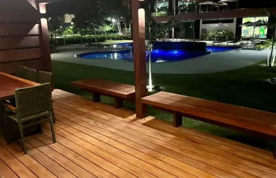 Apt 02 quartos, 84m²,terréo mobiliado pé na areai em carneiros