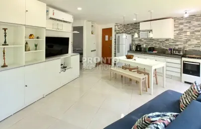 Apartamento, mobiliado, térreo 01 quarto, 53,90m² beira mar de carneiros