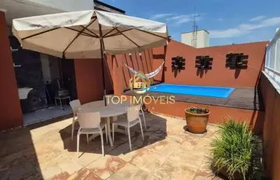 Cobertura duplex com piscina e churrasqueira na praia do tombo guarujá/sp