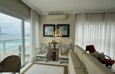 Apartamento frente para o mar com varanda praia de pitangueiras guarujá sp