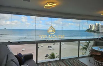 Apartamento frente mar mobiliado lazer total praia das astúrias guarujá sp