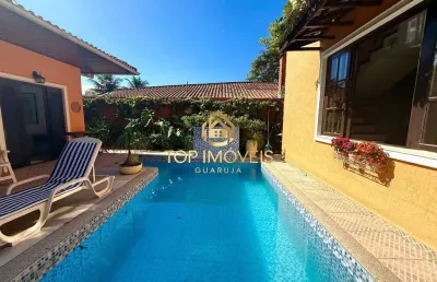Ampla residência 5 suites com piscina na praia do tombo, guarujá sp