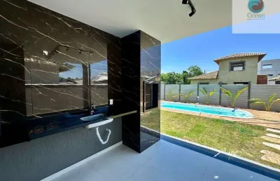 Ocean vende: maricá, condomínio pedra de inoã, casa 3 quartos(1suíte+closet), área gourmet, piscina