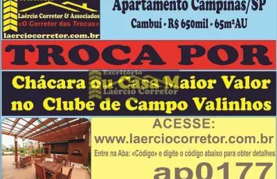 Apartamento venda em campinas bairro cambuí, ótima localização, ou troca por casa clube de campo valinhos