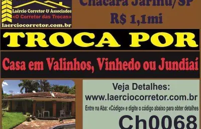 Chácara venda em jarinú sp, bairro jardim bonanca - terreno 1.000m² e 350m² construção