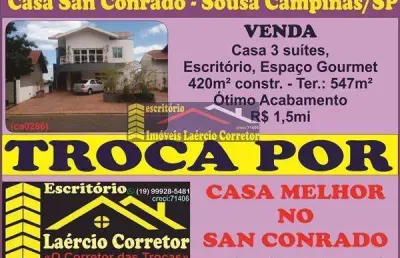 Casa em condomínio para venda em campinas, loteamento caminhos de são conrado (sousas), 3 dormitórios, 3 suítes, 6 banheiros