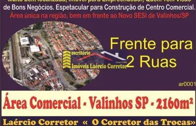 Área venda em valinhos sp, bairro capuava (saída para rodov. d. pedro), frente para rodovia - 2.170m² - r$ 1.900.000,00