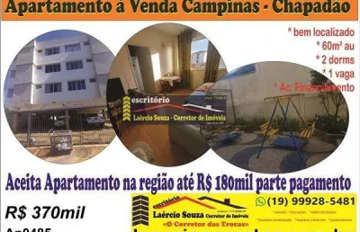 Apartamento venda campinas, jd. chapadão r$ 370mil  venda ou troca por apartamento até r$ 180mil campinas e região
