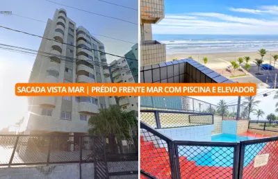 Apartamento com sacada vista mar | prédio frente mar com piscina e elevador