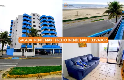 Apartamento com sacada frente mar | prédio com elevador