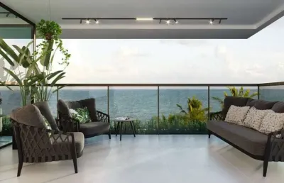 Apartamento garden frente mar, pé na areia, pronto. à venda em ponta do seixas, joão pessoa - paraíba - ed. falésia