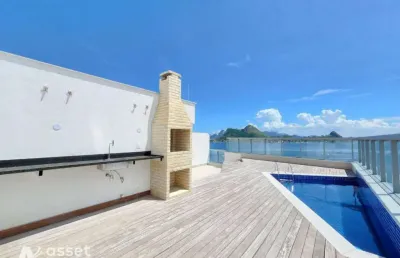 Asset imóveis vende cobertura linear com espaço gourmet, 4 suítes, 305m², por r$ 3.950.000 - charitas - niterói/rj