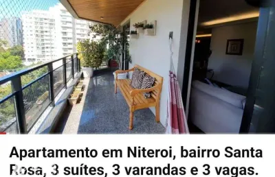 Asset imóveis vende apartamento com 3  varanda e 3 suítes, 215m², por r$ 1.790.000 - santa rosa - niterói/rj