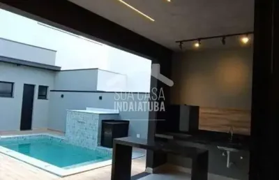 Casa nova com 3 suítes, piscina e escritório no residencial milano em indaiatuba