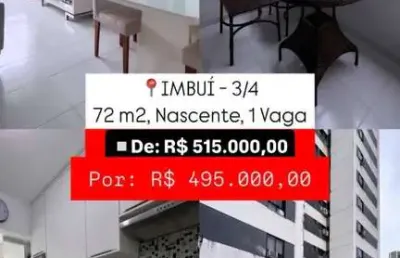 Apartamento com 3 quartos à venda na rua das patativas, imbuí, salvador, 70 m2 por r$ 495.000