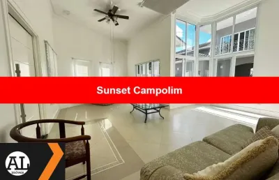 Sobrado à  venda no condomínio sunset no bairro campolim há 600 metros do shopping iguatemi, com 479 m2 de área construída com 4 suítes