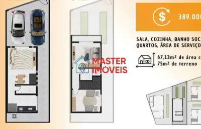 Casa com 2 quartos à venda na das flamboyants, masterville, sarzedo por r$ 389.000