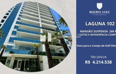 Riserva golf vista mare residenziale, ed. laguna, apartamentos à venda com 4 suítes (1 master com closet), 266,88m², 4 vgs, dep, 2 varandas, alto luxo