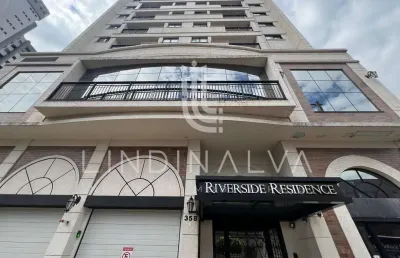 Apartamento mobiliado e equipado no riverside com suíte e sacada, 2 vagas - centro