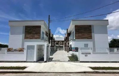 Sobrado novo com duas suítes, condomínio fechado, em palhoça - sc