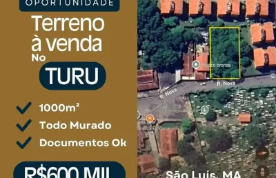 Terreno de 1.000 m² à venda  rua nova, início da estrada do parque vitória  turu, são luis ma