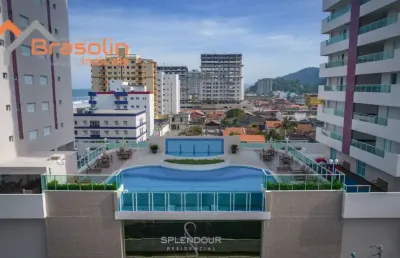 Apartamento alto padrão 2 dormitórios sendo uma suíte sacada vista mar - mongaguá
