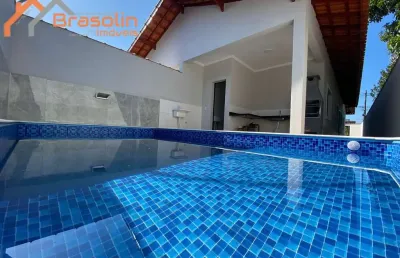 Casa nova 3 dormitórios com piscina, campos elíseos - itanhaém.