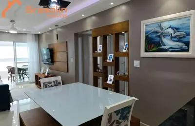 Apartamento 3 dormitórios, sacada vista mar em centro, mongaguá/sp