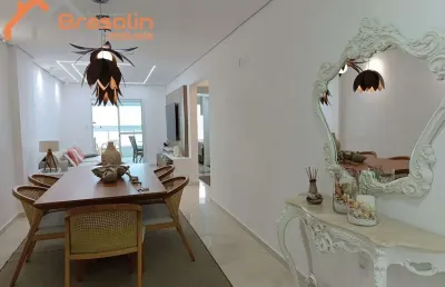 Apartamento alto padrão 3 suítes mobiliado e decorado frente mar em praia grande/sp.