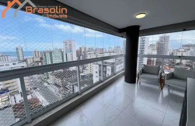 Apartamento alto padrão 3 suítes planejado e mobiliado, guilhermina - praia grande/sp