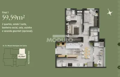 Apartamento à venda, 2 quartos, 1 suíte, 2 vagas, santa mônica - uberlândia/mg