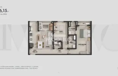 Apartamento à venda, 2 quartos, 2 suítes, 1 vaga, jardim karaiba - uberlândia/mg